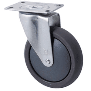 M Series castor, 125mm polyurethane on nylon wheel, plain bearing, Chicago screw axle, Bluestone thread guard, 200 kg load